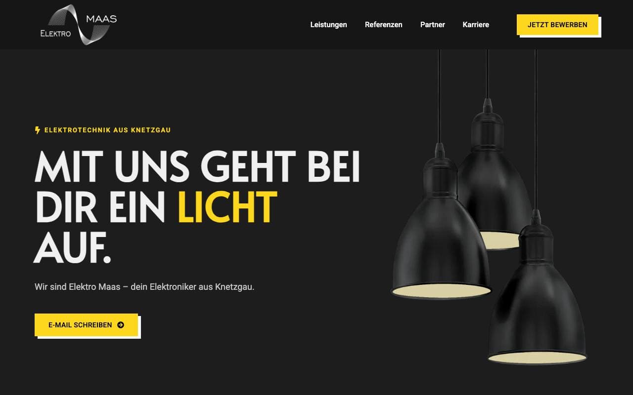 Website von Elektro Maas, Ansicht am Computer